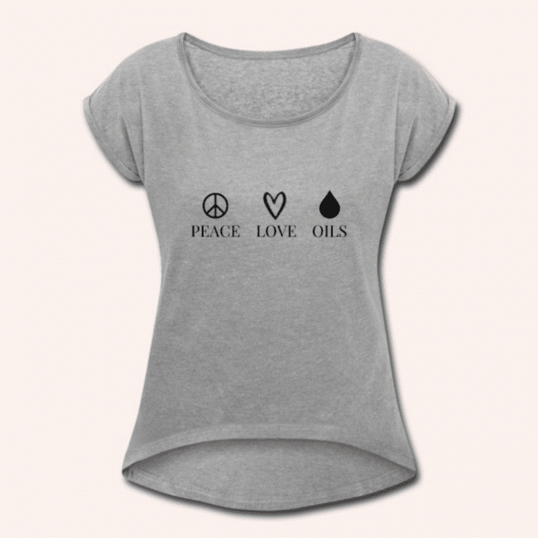 Screenshot_2021-05-09 Pace Love Oils - Frauen T-Shirt mit gerollten Ärmeln Finde die Balance